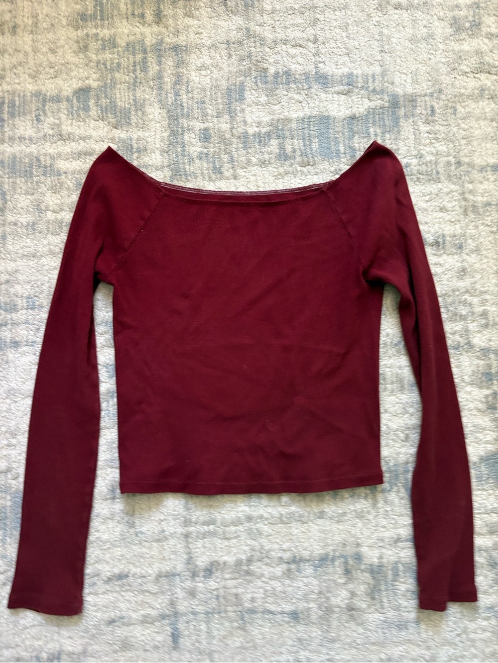 Brandy Melville Burgundy Off-Shoulder Long Sleeve Top